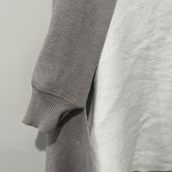 Mer Sea Travel Wrap One Size Sweater Fringe Gray Ivory Shawl Fitted Sleeve - Picture 6 of 8